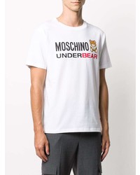 weißes bedrucktes T-Shirt mit einem Rundhalsausschnitt von Moschino