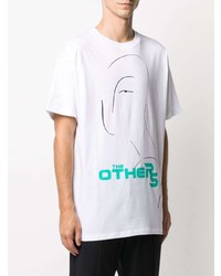 weißes bedrucktes T-Shirt mit einem Rundhalsausschnitt von Raf Simons