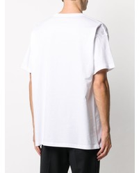 weißes bedrucktes T-Shirt mit einem Rundhalsausschnitt von Raf Simons