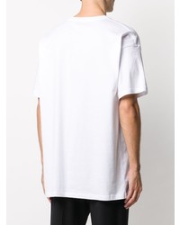 weißes bedrucktes T-Shirt mit einem Rundhalsausschnitt von Raf Simons