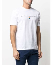 weißes bedrucktes T-Shirt mit einem Rundhalsausschnitt von Canali