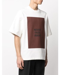 weißes bedrucktes T-Shirt mit einem Rundhalsausschnitt von Jil Sander