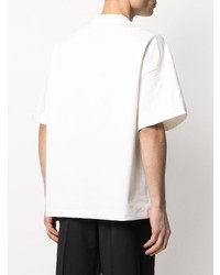 weißes bedrucktes T-Shirt mit einem Rundhalsausschnitt von Jil Sander