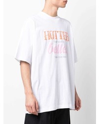 weißes bedrucktes T-Shirt mit einem Rundhalsausschnitt von Vetements