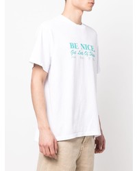 weißes bedrucktes T-Shirt mit einem Rundhalsausschnitt von Sporty & Rich