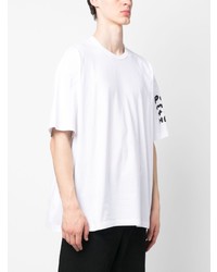 weißes bedrucktes T-Shirt mit einem Rundhalsausschnitt von Black Comme Des Garçons