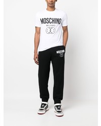 weißes bedrucktes T-Shirt mit einem Rundhalsausschnitt von Moschino