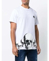 weißes bedrucktes T-Shirt mit einem Rundhalsausschnitt von Philipp Plein