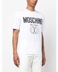 weißes bedrucktes T-Shirt mit einem Rundhalsausschnitt von Moschino