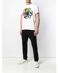 weißes bedrucktes T-Shirt mit einem Rundhalsausschnitt von Just Cavalli