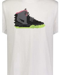 weißes bedrucktes T-Shirt mit einem Rundhalsausschnitt von Mostly Heard Rarely Seen 8-Bit