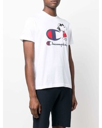 weißes bedrucktes T-Shirt mit einem Rundhalsausschnitt von Champion