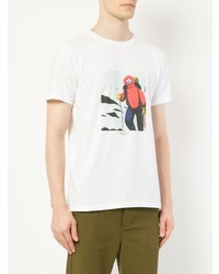 weißes bedrucktes T-Shirt mit einem Rundhalsausschnitt von Norse Projects