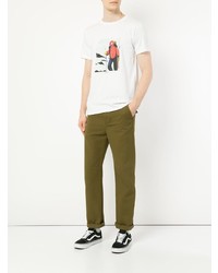 weißes bedrucktes T-Shirt mit einem Rundhalsausschnitt von Norse Projects