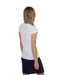 weißes bedrucktes T-Shirt mit einem Rundhalsausschnitt von SOCCX
