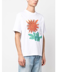 weißes bedrucktes T-Shirt mit einem Rundhalsausschnitt von Jacquemus