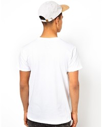 weißes bedrucktes T-Shirt mit einem Rundhalsausschnitt von Solid