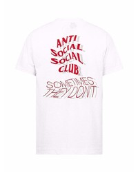 weißes bedrucktes T-Shirt mit einem Rundhalsausschnitt von Anti Social Social Club