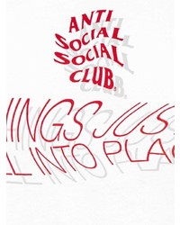 weißes bedrucktes T-Shirt mit einem Rundhalsausschnitt von Anti Social Social Club