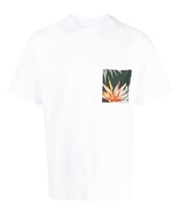 weißes bedrucktes T-Shirt mit einem Rundhalsausschnitt von Sophnet.