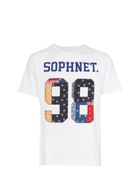 weißes bedrucktes T-Shirt mit einem Rundhalsausschnitt von Sophnet.