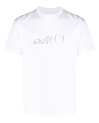 weißes bedrucktes T-Shirt mit einem Rundhalsausschnitt von Soulland