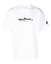weißes bedrucktes T-Shirt mit einem Rundhalsausschnitt von Soulland