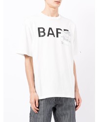 weißes bedrucktes T-Shirt mit einem Rundhalsausschnitt von A Bathing Ape