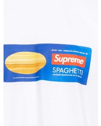 weißes bedrucktes T-Shirt mit einem Rundhalsausschnitt von Supreme