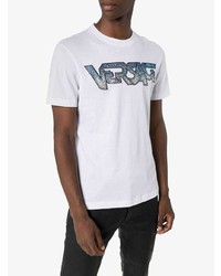 weißes bedrucktes T-Shirt mit einem Rundhalsausschnitt von Versace