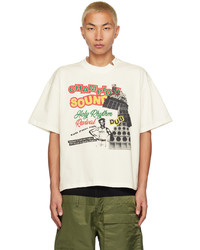 weißes bedrucktes T-Shirt mit einem Rundhalsausschnitt von Spencer Badu