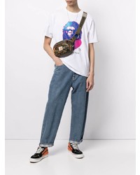 weißes bedrucktes T-Shirt mit einem Rundhalsausschnitt von A Bathing Ape