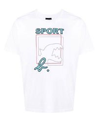 weißes bedrucktes T-Shirt mit einem Rundhalsausschnitt von SPORT b. by agnès b.