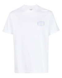 weißes bedrucktes T-Shirt mit einem Rundhalsausschnitt von Sporty & Rich