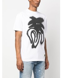 weißes bedrucktes T-Shirt mit einem Rundhalsausschnitt von Palm Angels