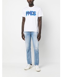 weißes bedrucktes T-Shirt mit einem Rundhalsausschnitt von PMD