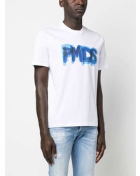 weißes bedrucktes T-Shirt mit einem Rundhalsausschnitt von PMD