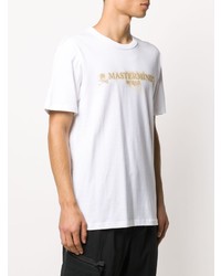 weißes bedrucktes T-Shirt mit einem Rundhalsausschnitt von Mastermind World