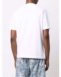 weißes bedrucktes T-Shirt mit einem Rundhalsausschnitt von Palm Angels