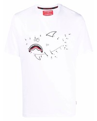 weißes bedrucktes T-Shirt mit einem Rundhalsausschnitt von Sprayground