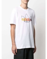 weißes bedrucktes T-Shirt mit einem Rundhalsausschnitt von adidas