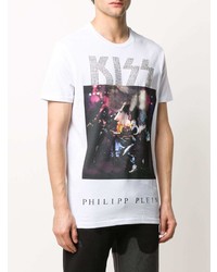 weißes bedrucktes T-Shirt mit einem Rundhalsausschnitt von Philipp Plein