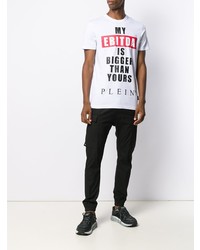 weißes bedrucktes T-Shirt mit einem Rundhalsausschnitt von Philipp Plein