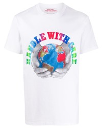 weißes bedrucktes T-Shirt mit einem Rundhalsausschnitt von Stella McCartney