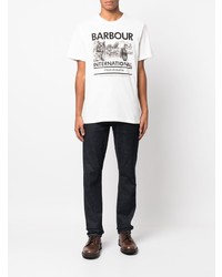 weißes bedrucktes T-Shirt mit einem Rundhalsausschnitt von Barbour International