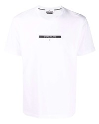 weißes bedrucktes T-Shirt mit einem Rundhalsausschnitt von Stone Island