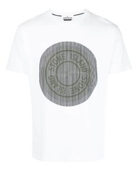 weißes bedrucktes T-Shirt mit einem Rundhalsausschnitt von Stone Island