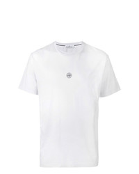 weißes bedrucktes T-Shirt mit einem Rundhalsausschnitt von Stone Island