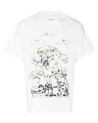 weißes bedrucktes T-Shirt mit einem Rundhalsausschnitt von Story Mfg.