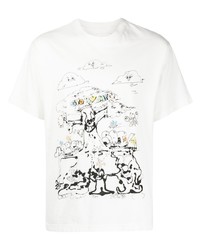 weißes bedrucktes T-Shirt mit einem Rundhalsausschnitt von Story Mfg.